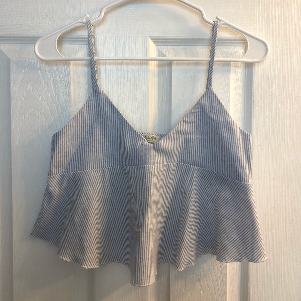 Light blue striped crop top